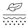 An icon of a leaf and your skin, showing Pelotan Performance Sunscreen to be lightweight and breathable.