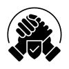 An icon of two shaking hands, indicating Pelotan Performance Sunscreen’s partnerships with pro atheletes.